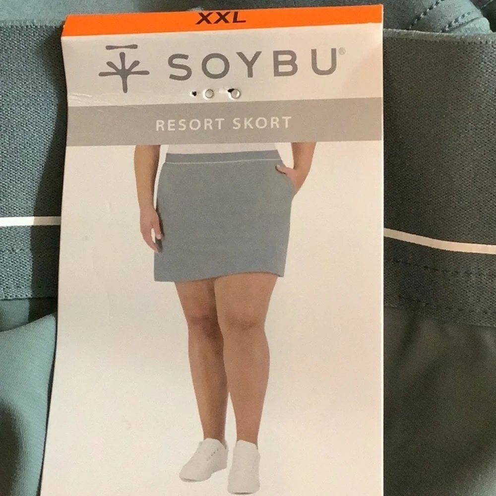 Soybu Size XXL Skort Green Skirt Inner-Shorts Pockets Elastic Waist Stretch. New